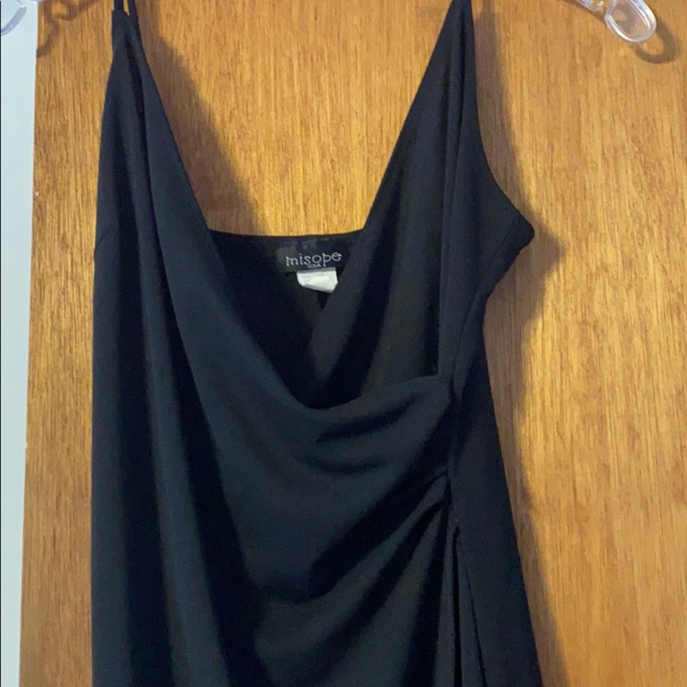 Misope size small black dress faux wrap style